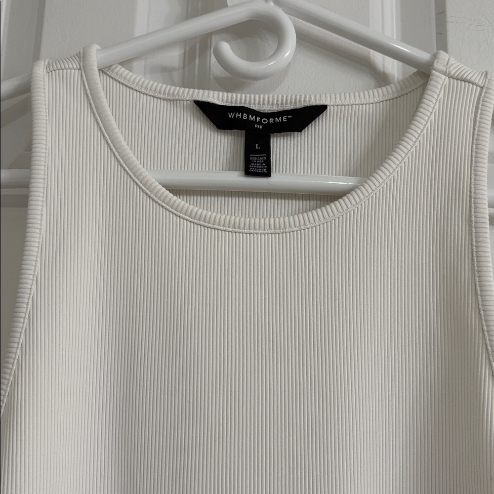 White House Black Market ForMe White Ribbed Stretch Tank Top - Picture 3 of 8